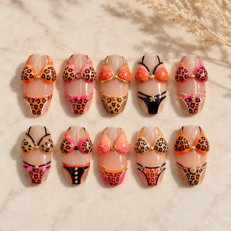 Modern Crystal Bloom Press On Nails