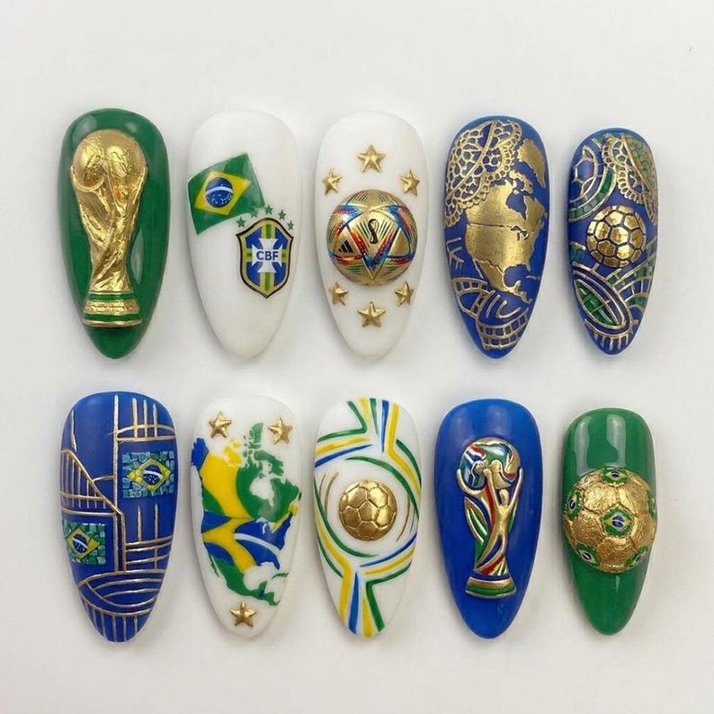 Vibrant Championship Celebration Press On Nails