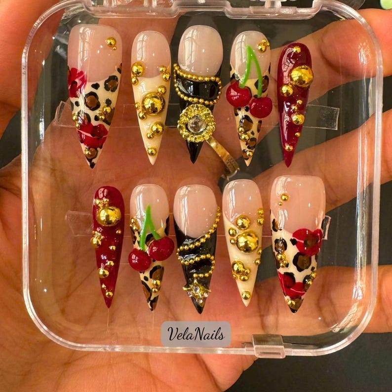 Crystal Floral Glam Press On Nails