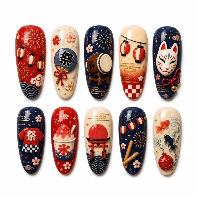 Radiant Festival Sunset Press On Nails