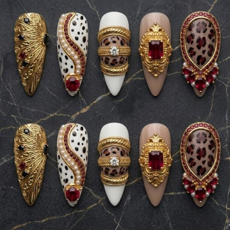 Golden Sunset Style Press On Nails