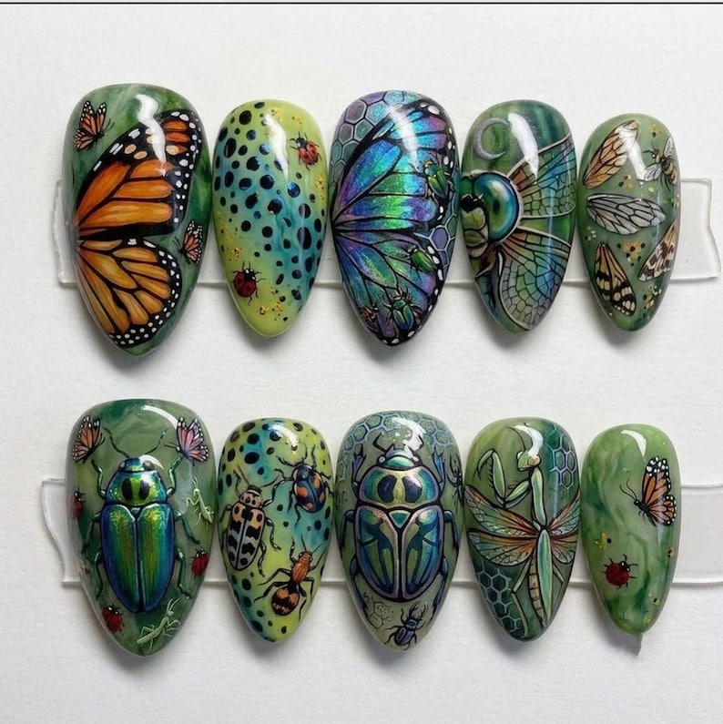 Botanical Insect Garden Press On Nails