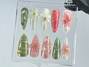 Garden Blossom Press On Nails | Unique Acrylic Press On Nails | Fake Nails | Nature Inspired Nail Art | Summer nails | press ons | OB447TL