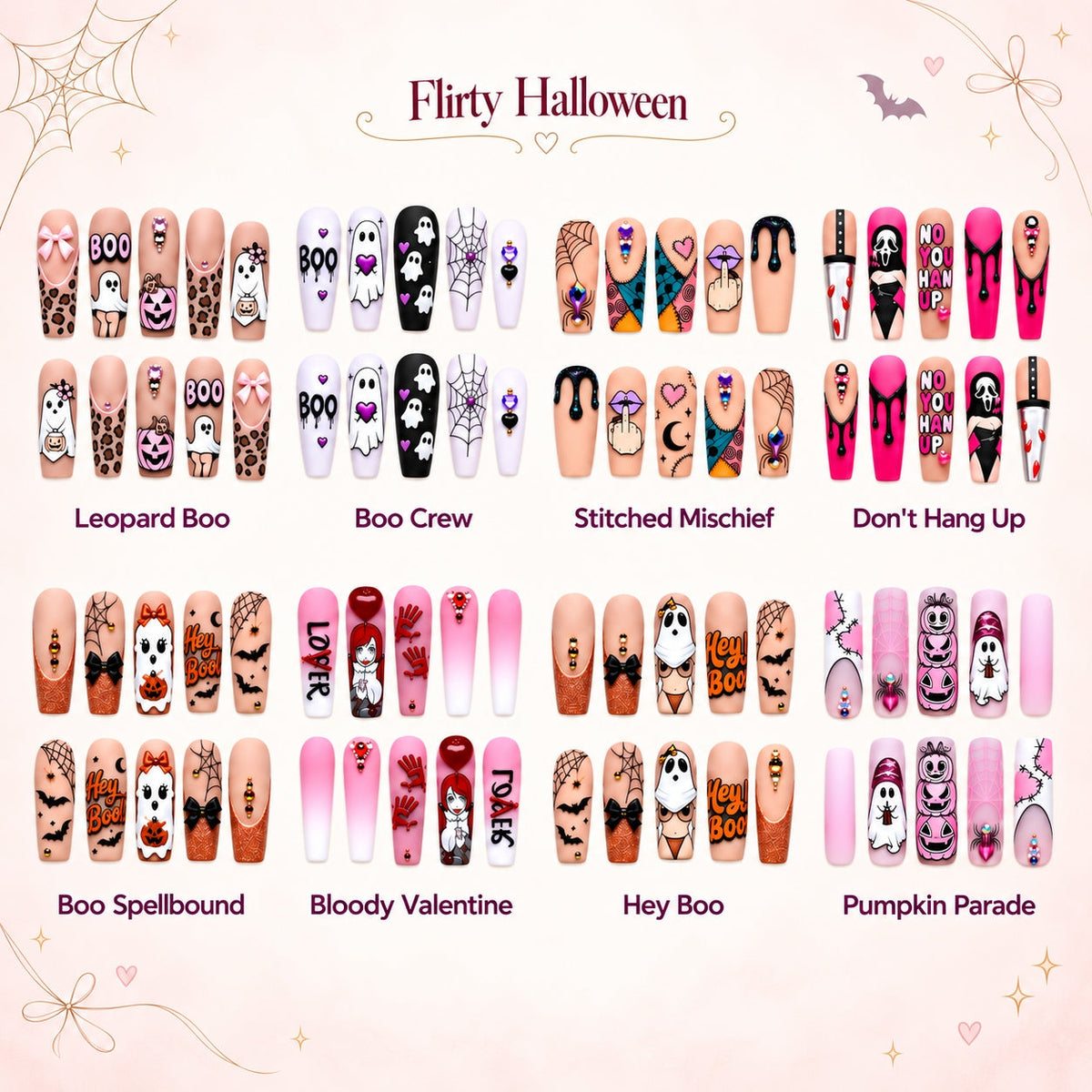 Flirty Sweethearts Collection - Halloween Press-On Nails - Aninail