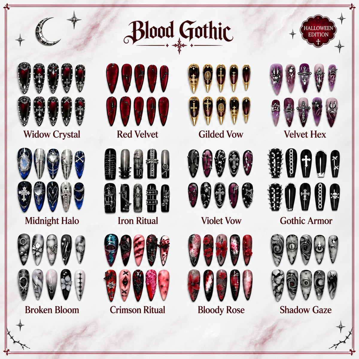 Blood Gothic Collection â€“ Halloween Press-On Nails - Aninail