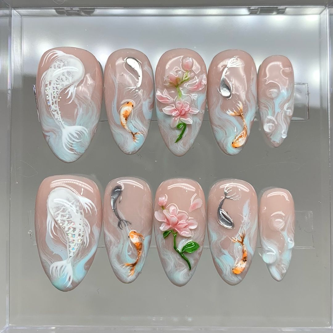 Koi Pond Press On Nails | OB64L