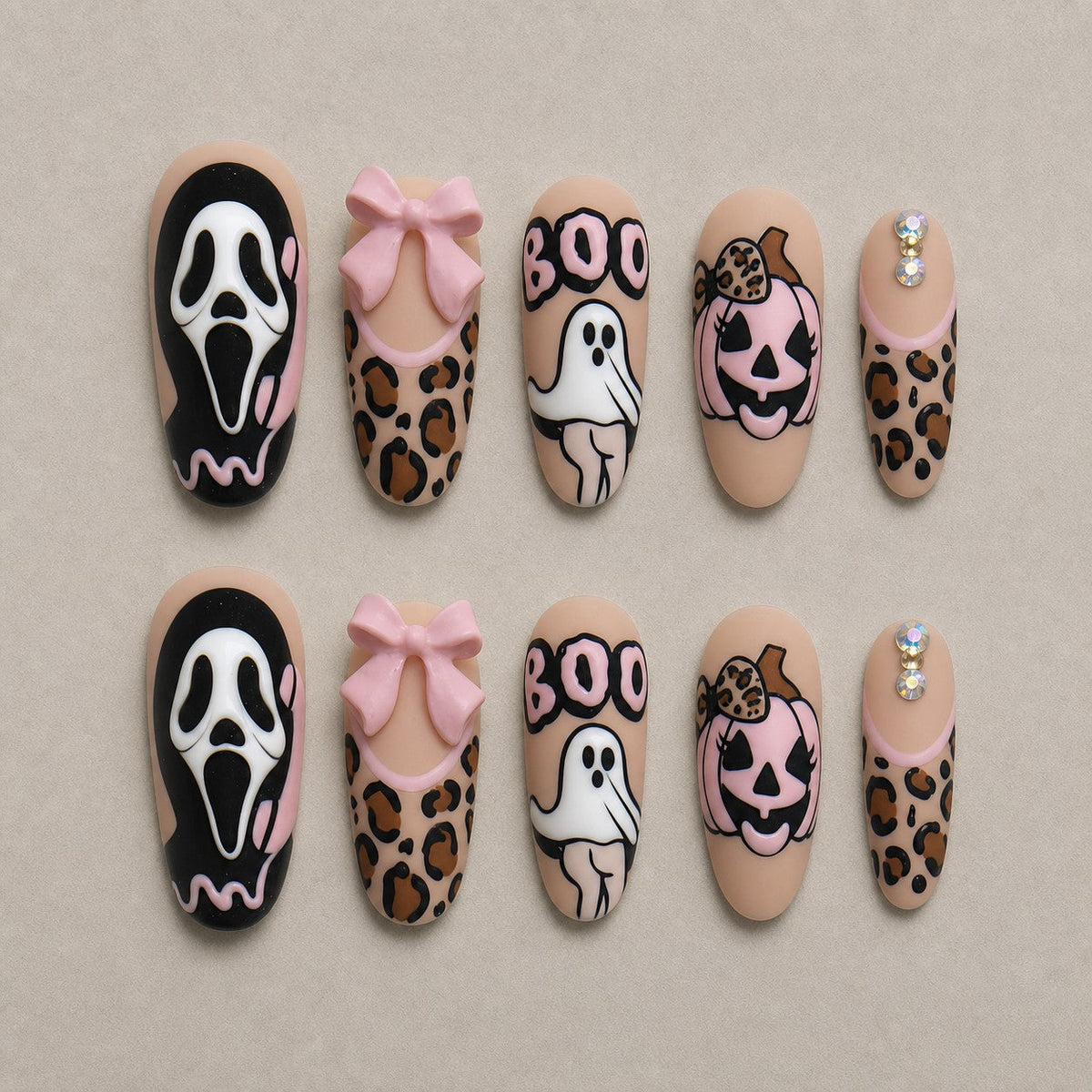 Leopard Scream Halloween Press-On Nails - Aninail