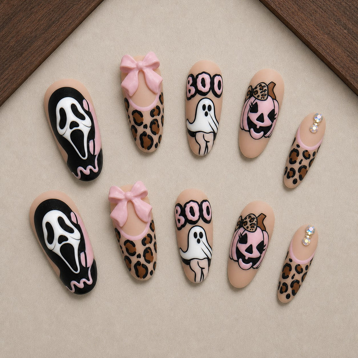 Leopard Scream Halloween Press-On Nails - Aninail