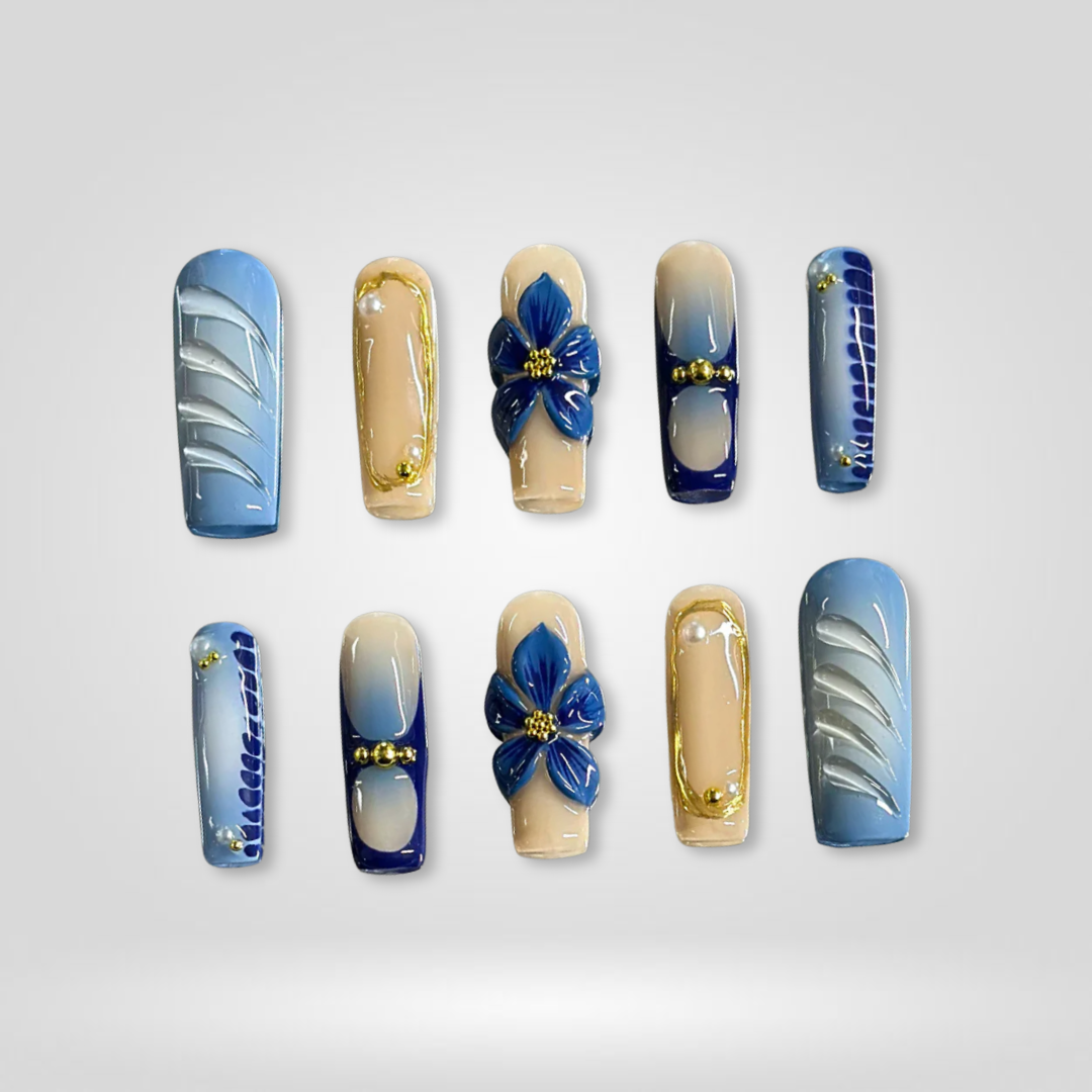 Ocean Petal 3D Press-On Nails - Aninail