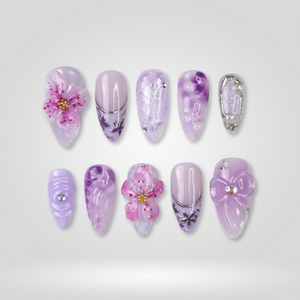Lavender Bloom 3D Floral Press-On Nails - Aninail
