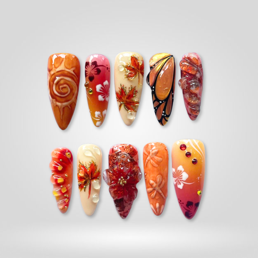 Pearl Veil 3D Floral Press-On Nails - Aninail