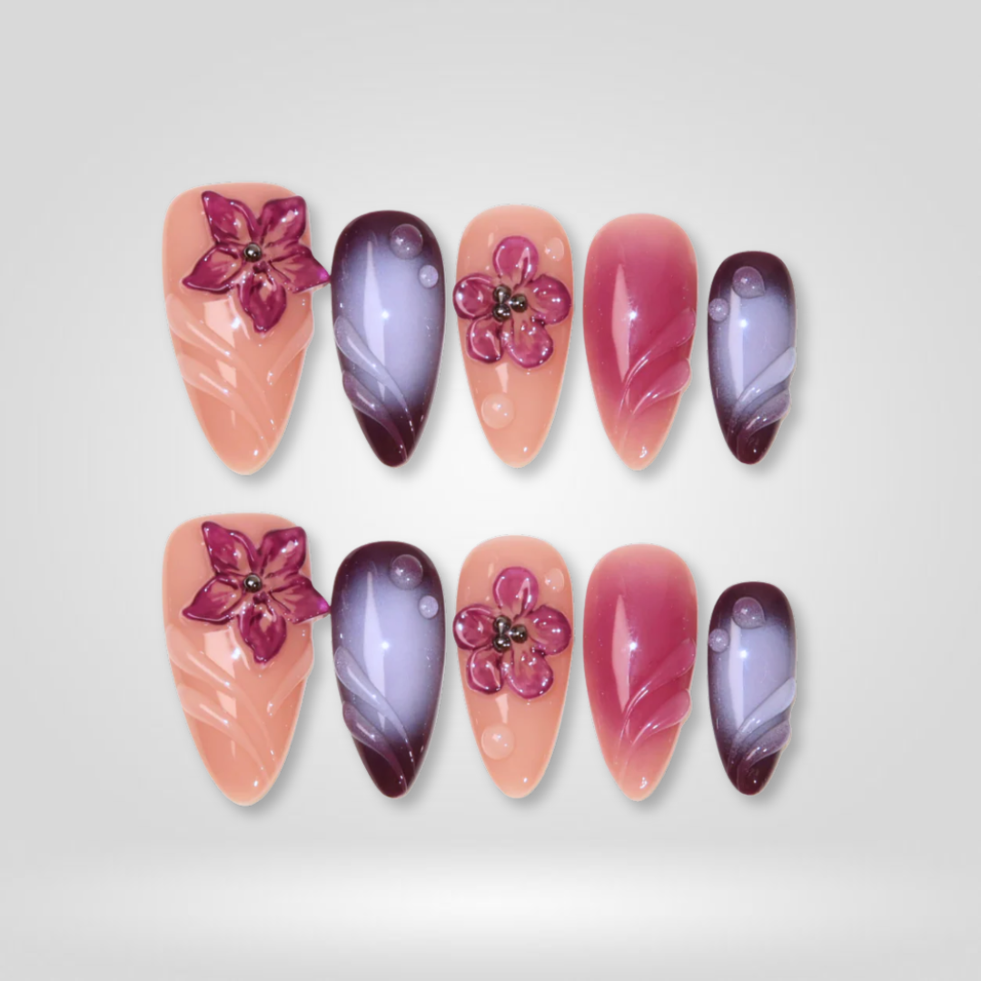 Luxe Bloom Almond Crystal Press-On Nails - Aninail