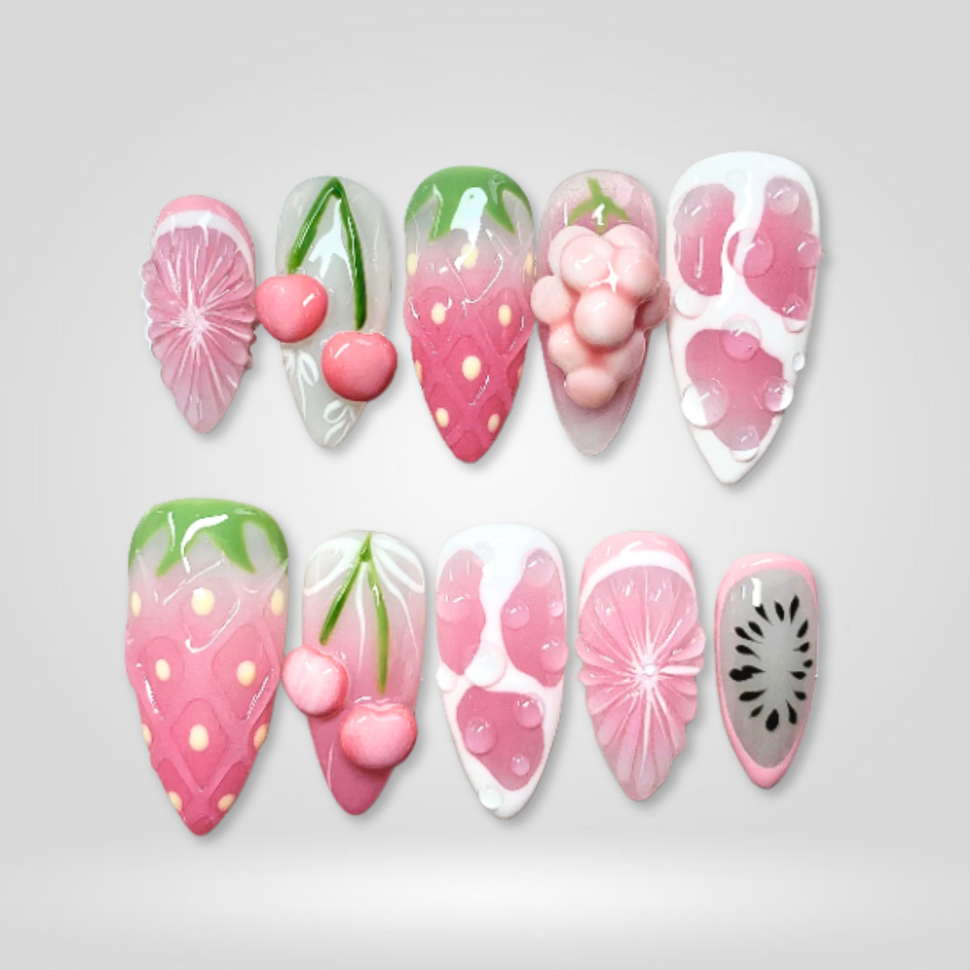 Sweet Garden 3D Fruit & Floral Press-On Nails - Aninail