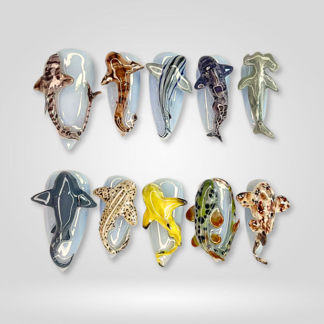 Shark Frenzy Press-On Nails - Aninail