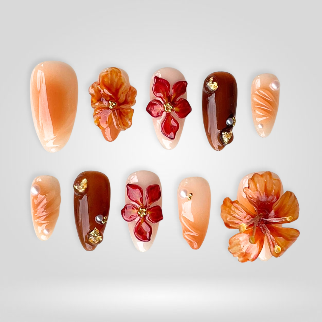 Maple Glow Cherry 3D Press-On Nails - Aninail