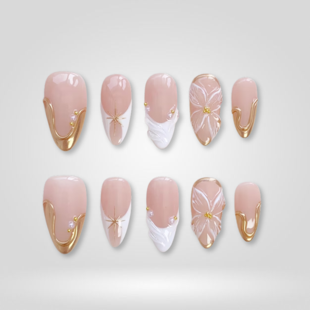 Golden Petal 3D Press-On Nails - Aninail