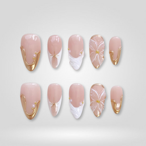 Golden Petal 3D Press-On Nails - Aninail