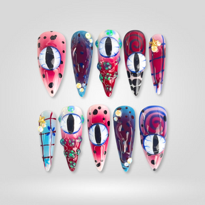 Funky Colorful Eye Press-On Nails - Aninail
