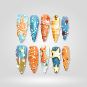 Ocean Inspired Press-On Nails - Aninail