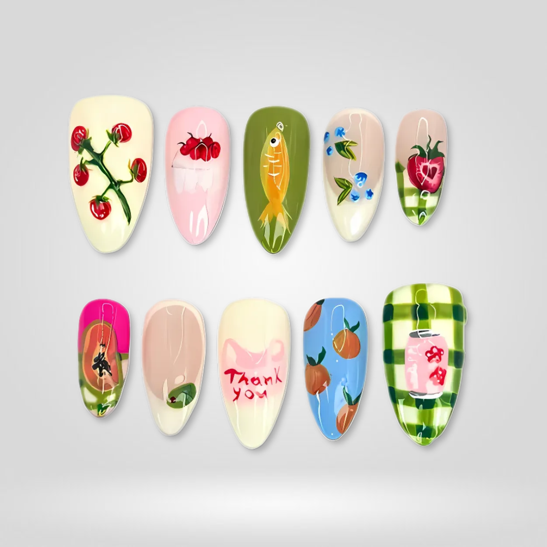 Fruit Garden Hand-Painted Press-On Nails - Aninail