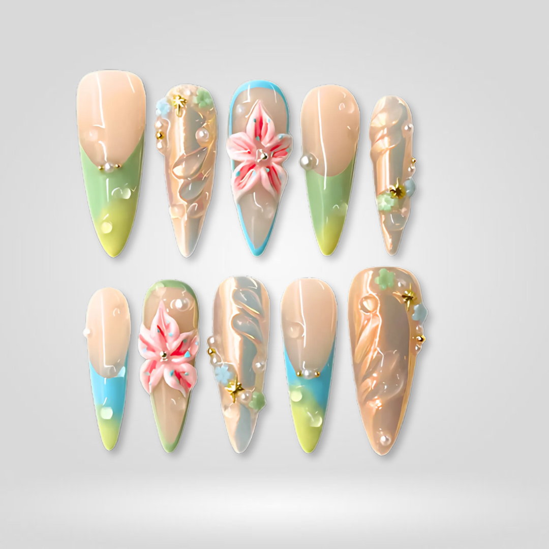 Floral Dew 3D Floral Press-On Nails - Aninail