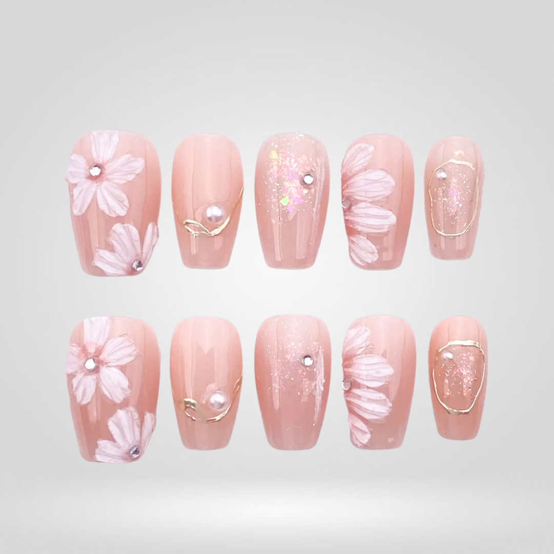 Petal Glow Oval Press-On Nails - Aninail