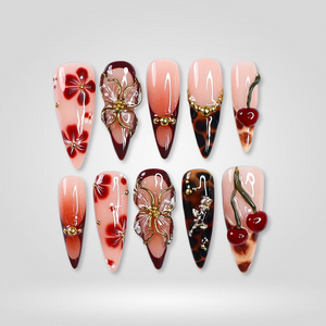 Autumn Rose 3D Floral Press-On Nails - Aninail