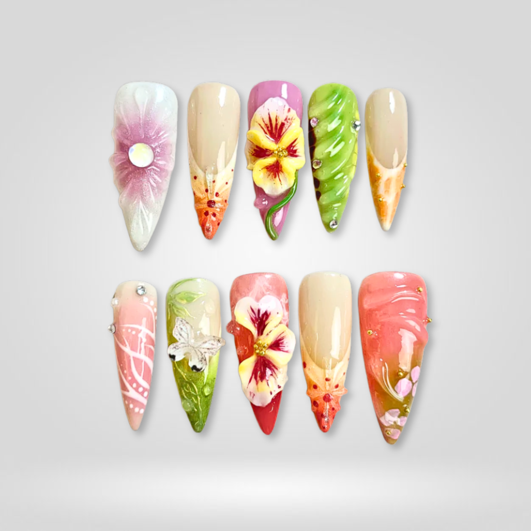 Into The Wonderland 3D Floral Press-On Nails - Aninail
