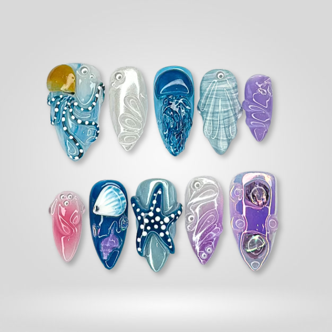 Sea Creatures 3D Press-On Nails - Aninail