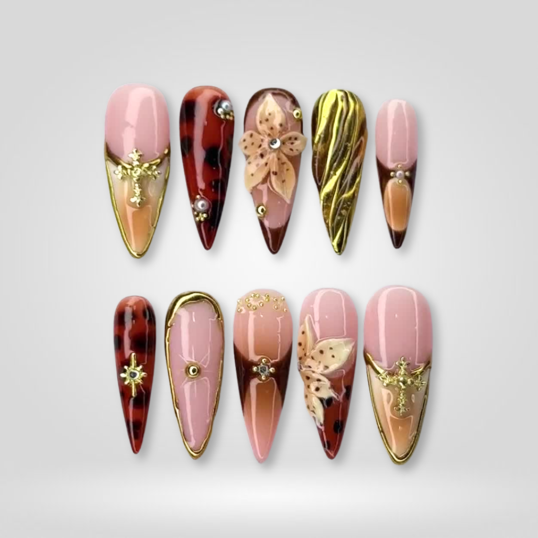 Wild Luxe 3D Floral Press-On Nails - Aninail