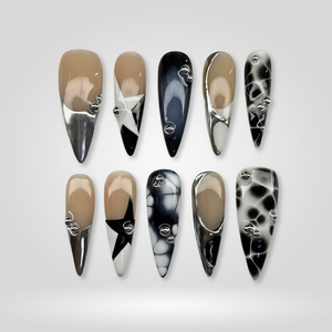 Shadow Engrave Gothic Stiletto Press-On Nails - Aninail