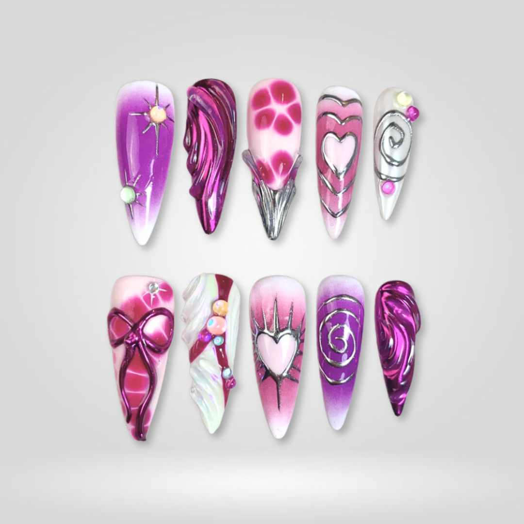 Cyber Dream Y2K Chrome Press-On Nails - Aninail