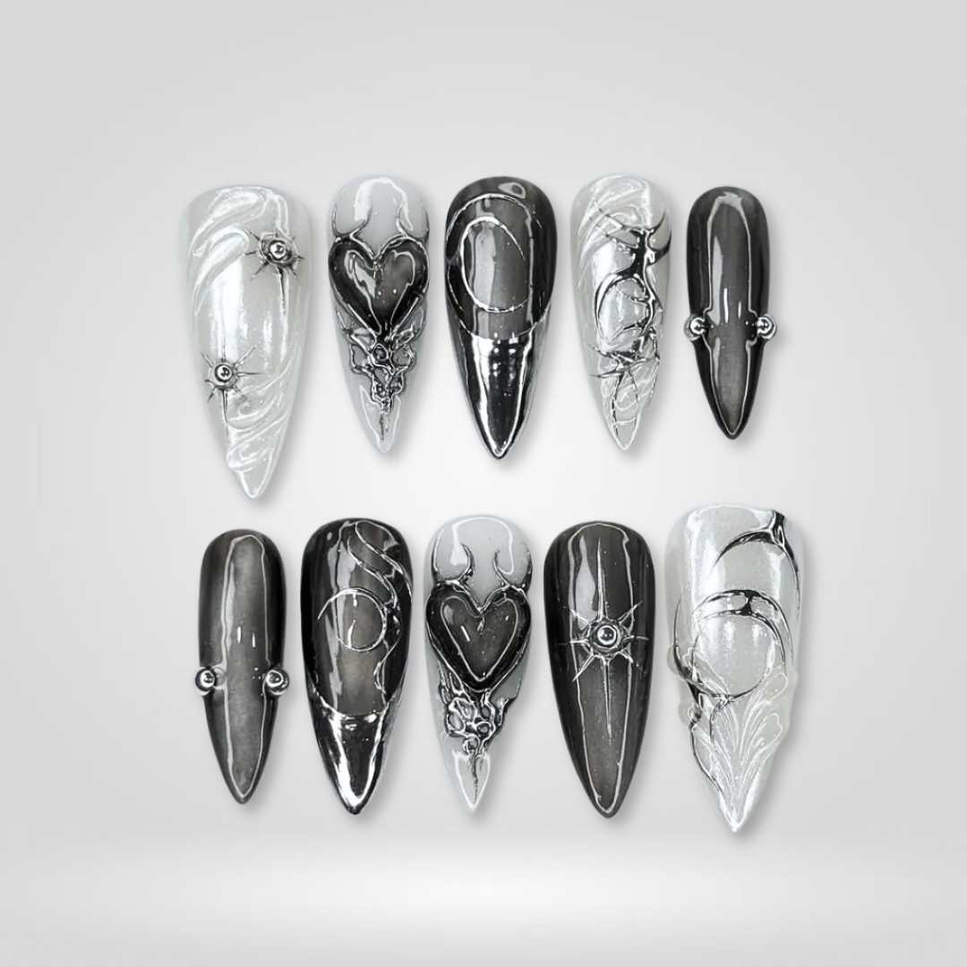 Obsidian Web 3D Chrome Press-On Nails - Aninail