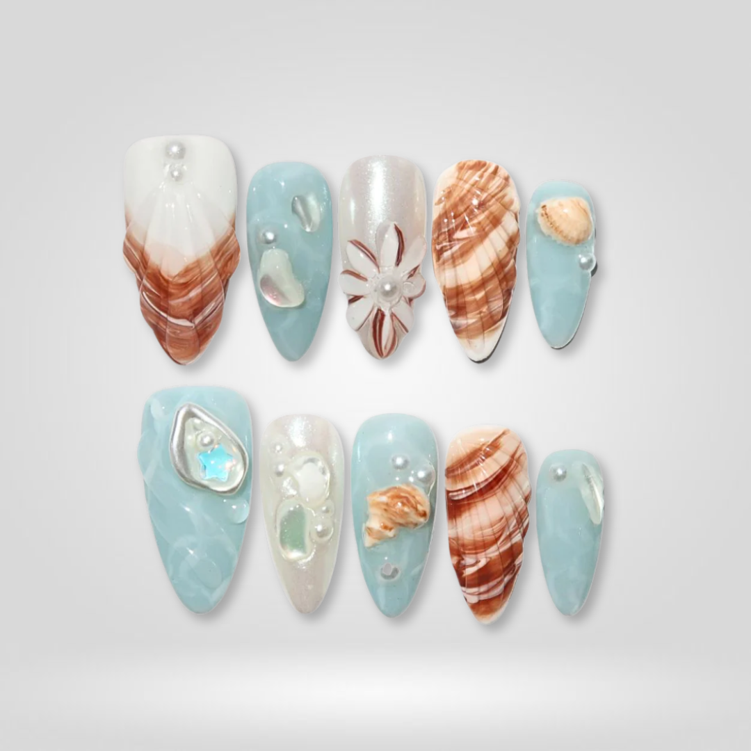 Aquamarine Wave 3D Ocean Press-On Nails - Aninail