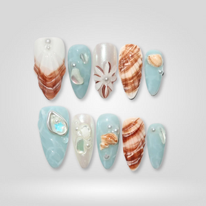Aquamarine Wave 3D Ocean Press-On Nails - Aninail