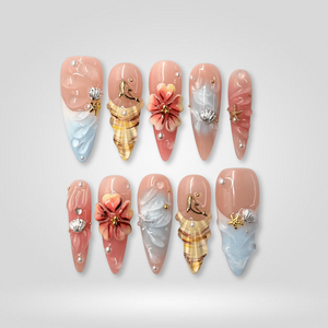 Floral Luxe Hand-Painted Press-On Nails - Aninail