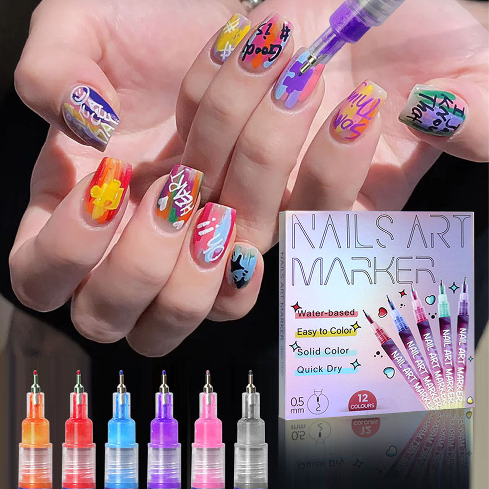 12-Color Nail Art Pen Set - Aninail
