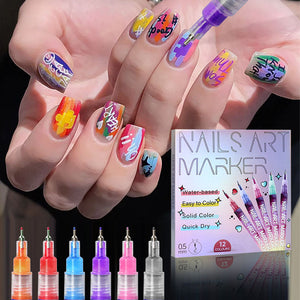 12-Color Nail Art Pen Set - Aninail
