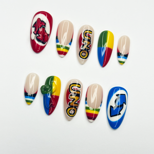 Chameleon Press On Nails | Retro Color Block Graphic Nails, Handmade Y2K Statement Nail Set, Gift for Her, OB457LC