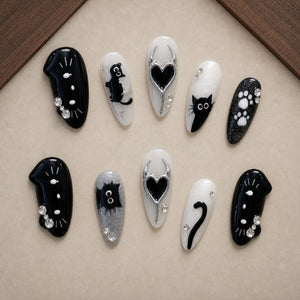 Moonlit Whiskers Halloween Press-On Nails - Aninail