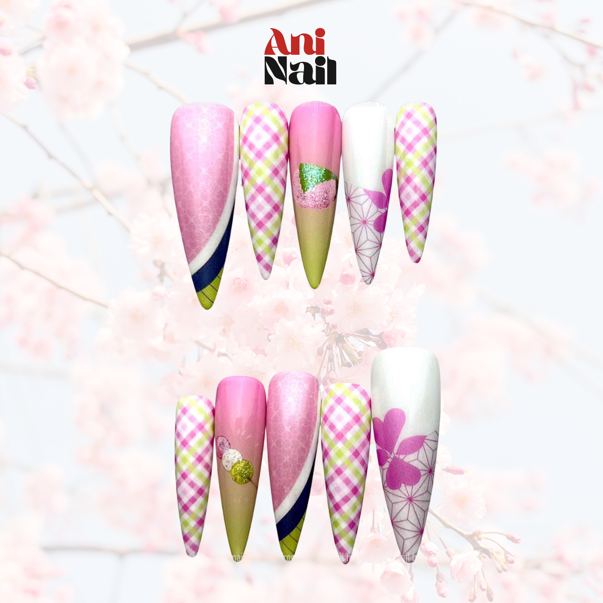 Demon Slayer Mitsuri Kanroji Love In Bloom Press On Nail