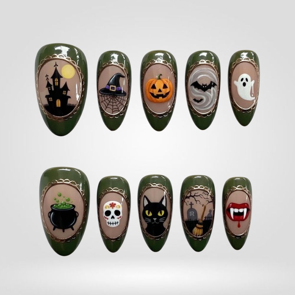 Haunted Cameo Almond Press-On Nails - Aninail