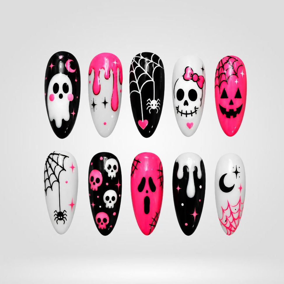 Boo Pop Hot Pink Halloween Press-On Nails - Aninail