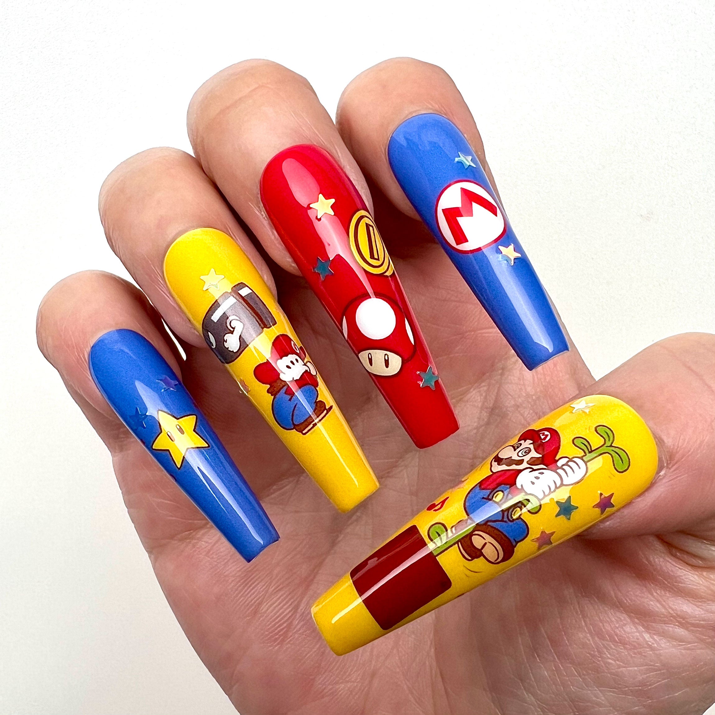 Super Mario Bros Arcade Retro Gamer Press On Nails