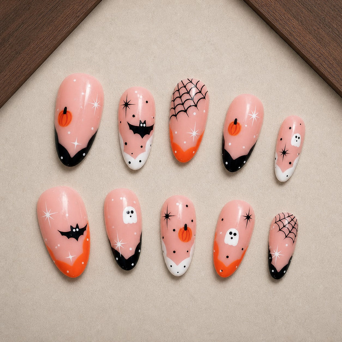 Peachy Phantom French Halloween Press-On Nails - Aninail