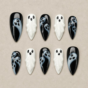 Phantom Noir 3D Ghost Halloween Press-On Nails - Aninail