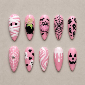 Pink Potion Kawaii Witch Halloween Press-On Nails - Aninail
