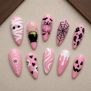 Pink Potion Kawaii Witch Halloween Press-On Nails - Aninail