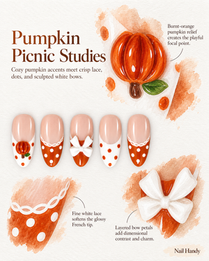 Pumpkin Picnic Halloween Almond Press-On Nails - Aninail