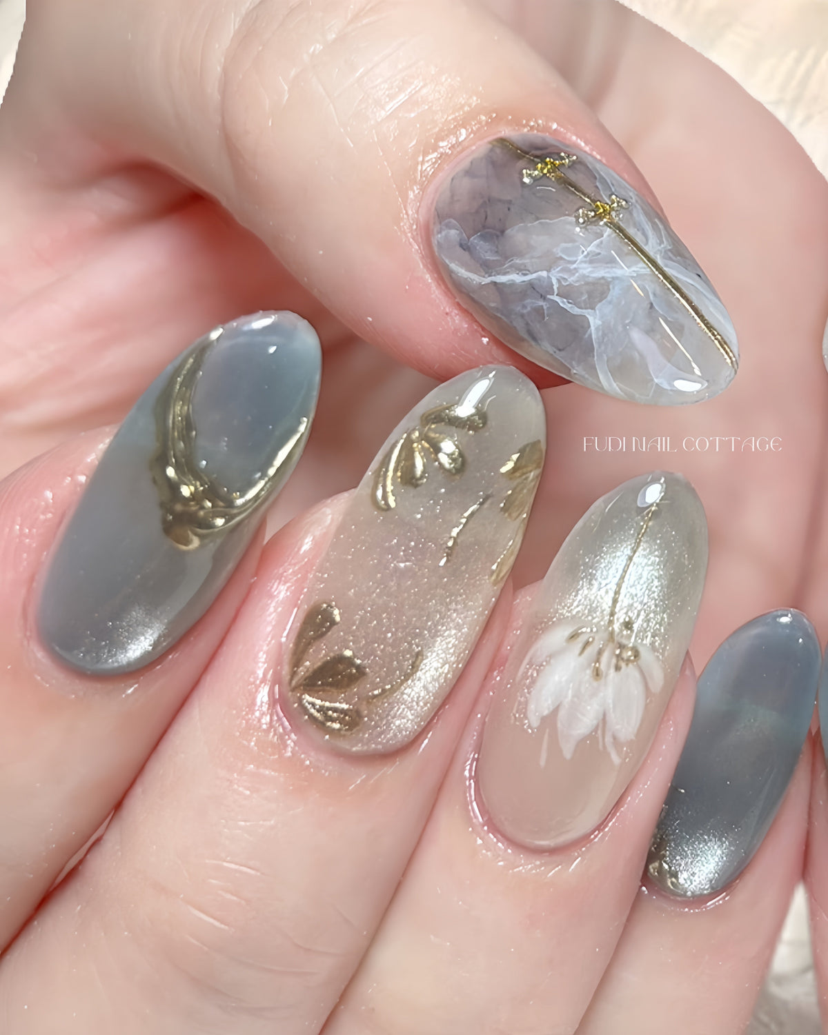 Moonflower Press-on Nails – Exclusively handcrafted by artist Fudinails | OA01LD